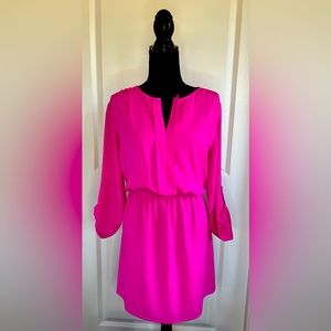 Gianni Bini Hot Pink Shirt Dress with Elastic Wasit